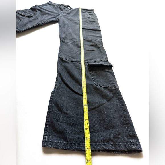 Zara Mid Waist Washed Black Denim Cargo Jeans US 6 - Picture 10 of 14